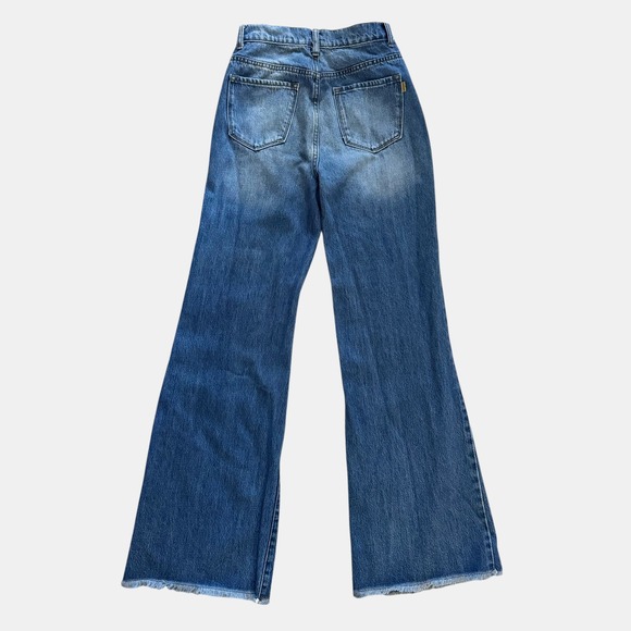 Vibrant M.I.U. High Rise Wide Leg Distressed Jeans Blue Juniors Sz 7 boho Grunge - Picture 8 of 16